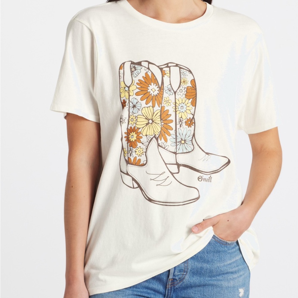 O’Neill cotton tee with floral boot design